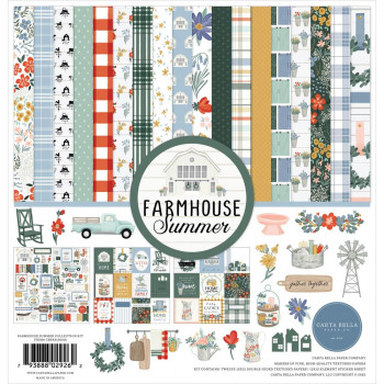 Набір паперу 30*30см Carta Bella Collection Kit  Farmhouse Summer 12/Pkg