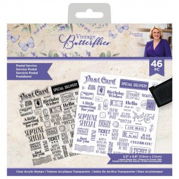 Штампи Crafter's Companion Sara Davies Vintage Butterflies Clear Acrylic Stamp Postal Service
