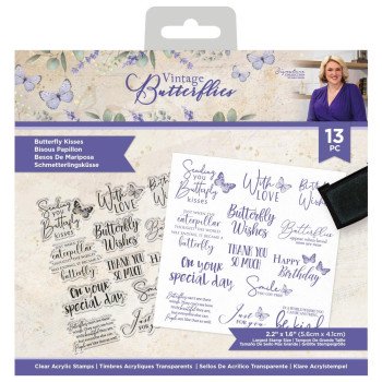 Штампи Crafter's Companion Sara Davies Vintage Butterflies Clear Acrylic Stamp Butterfly Kisses
