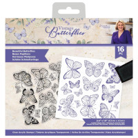 Штампи Crafter's Companion Sara Davies Vintage Butterflies Clear Acrylic Stamp Beautiful Butterflies