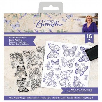 Штампи Crafter's Companion Sara Davies Vintage Butterflies Clear Acrylic Stamp Beautiful Butterflies