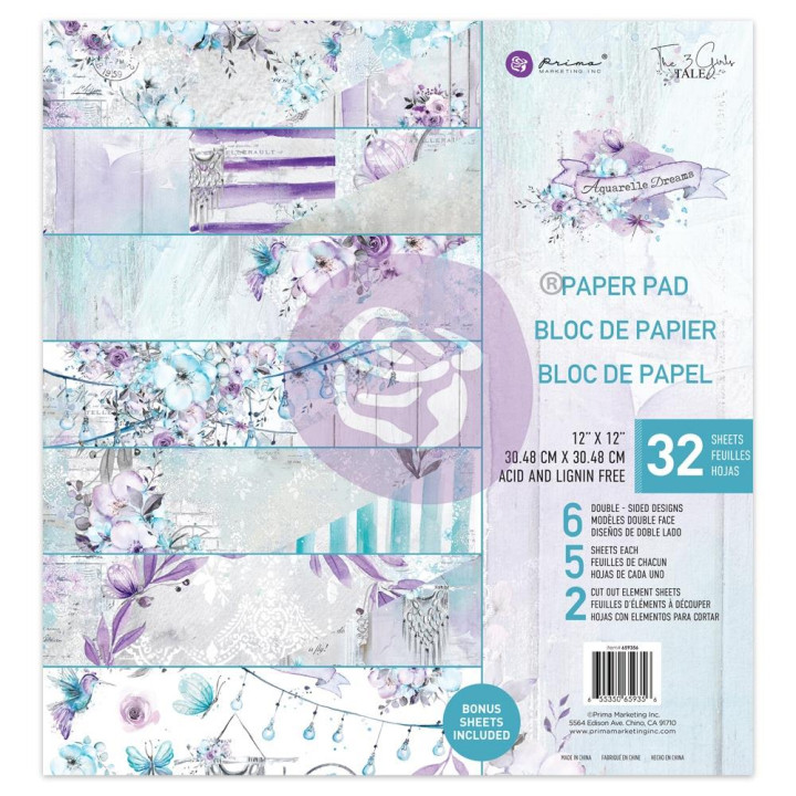 Набір паперу 30*30см Prima Aquarelle Dreams 32/Pkg