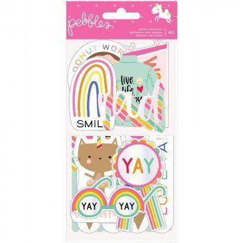 Висічки Pebbles Phrase Live Life Happy 40/Pkg