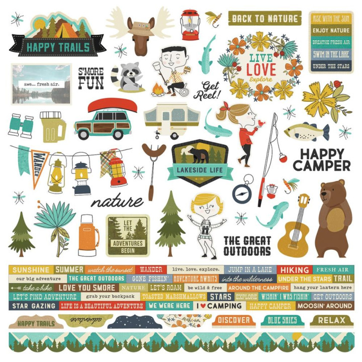 Наліпки Simple Stories Happy Trails Cardstock Stickers Elements 30*30см