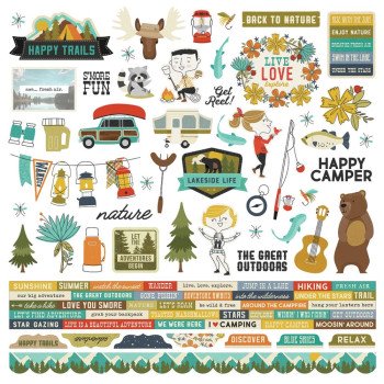 Наліпки Simple Stories Happy Trails Cardstock Stickers Elements 30*30см