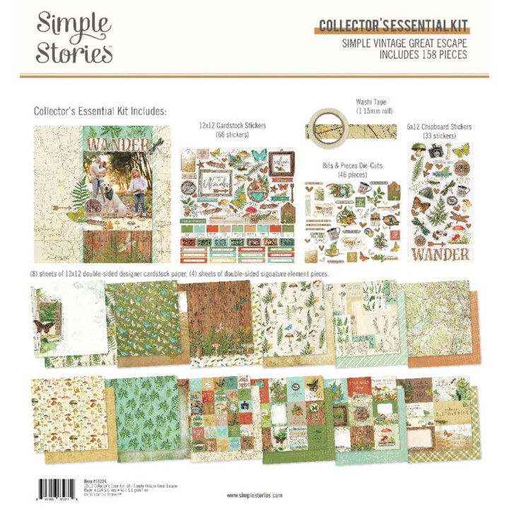 Набір паперу 30*30см Simple Stories Collector's Essential Simple Vintage Great Escape 12/Pkg